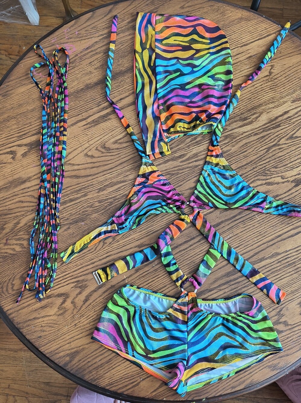 Roma Costumes Rainbow Rave Festival Bikini Set M/L